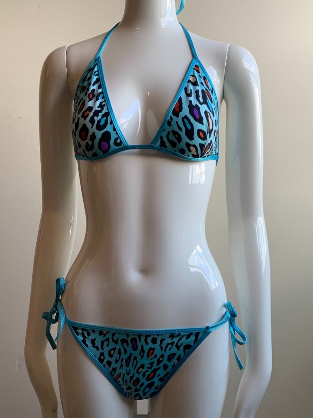 Sauvage Blue Animal print triangle top bikini set